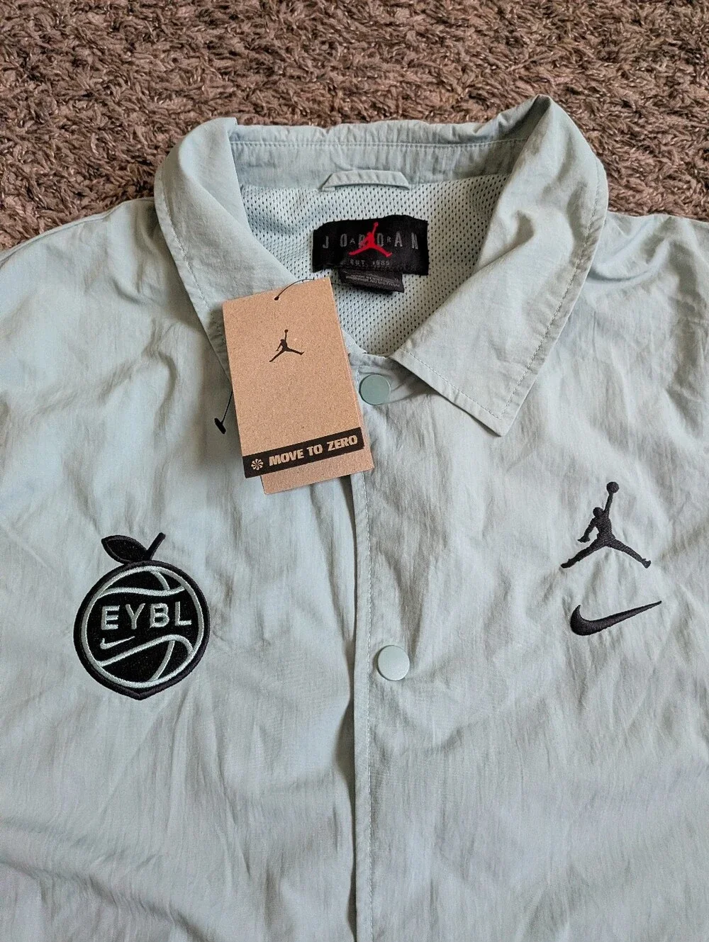 NWT Jordan 23 EYBL Snap Button Green Mineral Mesh Lined Jacket Men's L